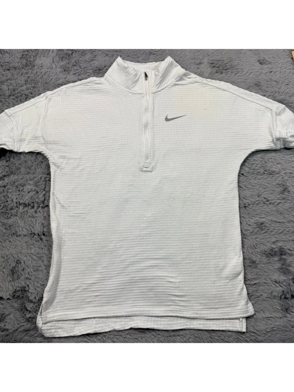 Nike Dri-Fit Shirt Womens XS White Polyester Waffle Knit Performance Golf Sports